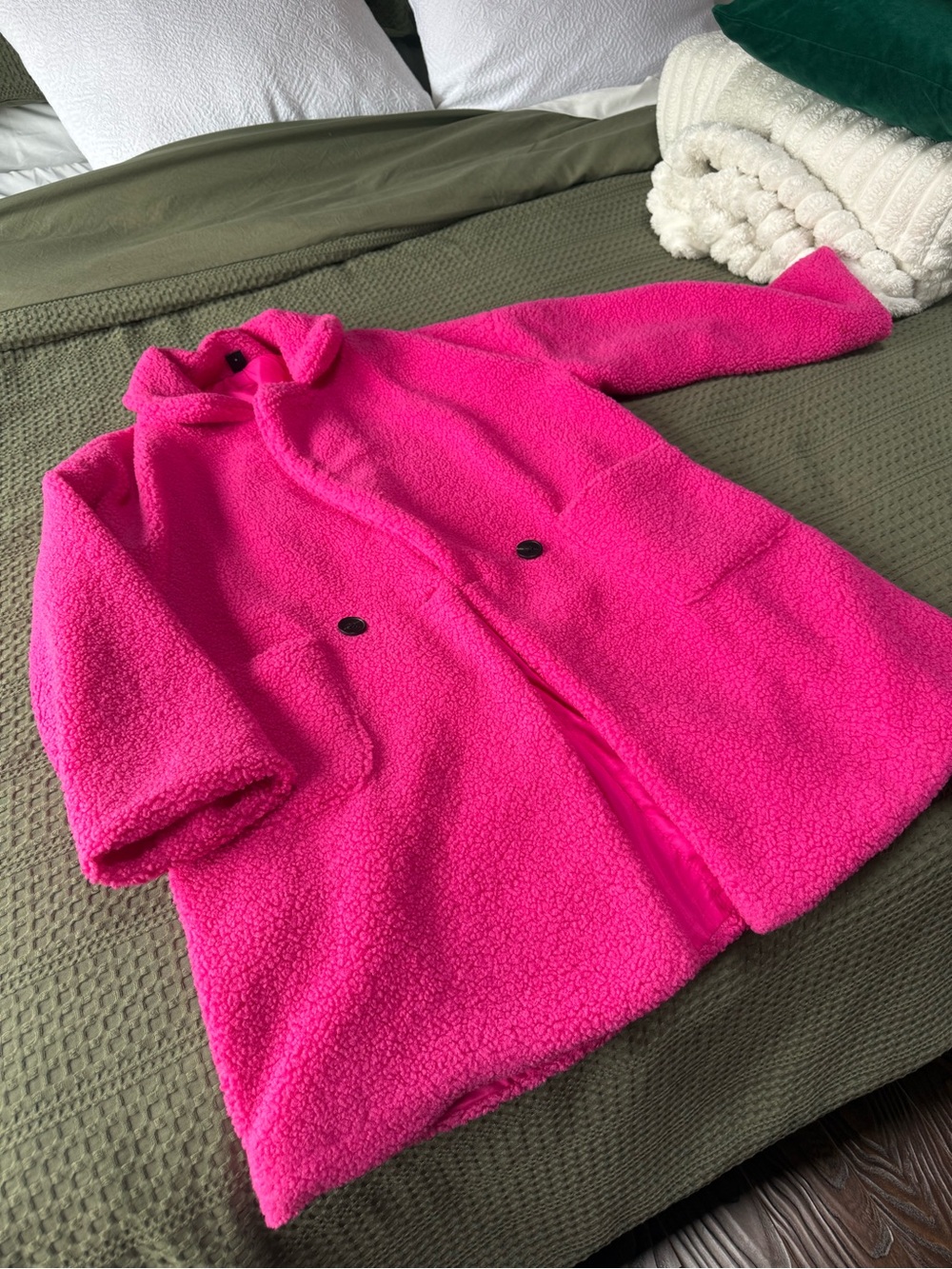 Bright Pink Sherpa Coat
